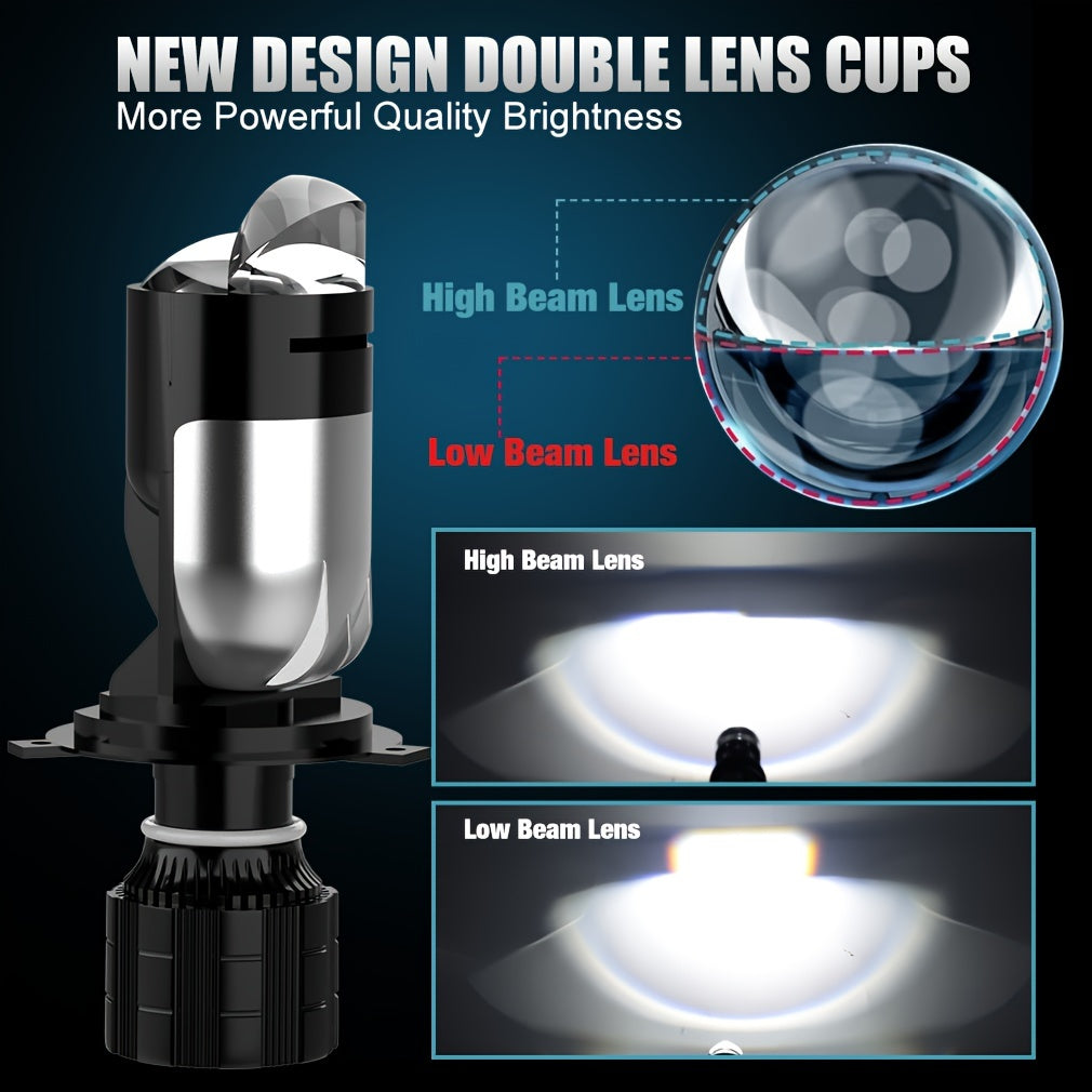 LED Headlights 50W for Cars and Motorcycles 12V 24V 5000K Dual Lens Bright