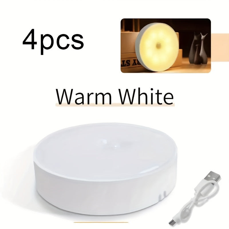 Motion Sensor LED Night Light USB Rechargeable Reading Lamp for Cabinets Wardrobe Set of 1 2 4 or 6