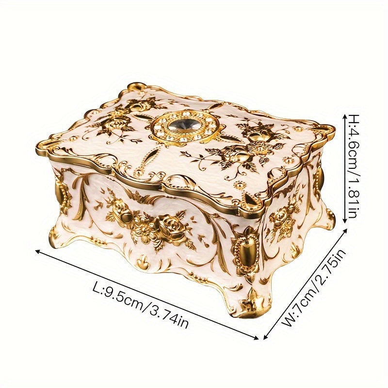 Красная эмалированная шкатулка для украшений с бархатным интерьером для серег, часов и аксессуаров