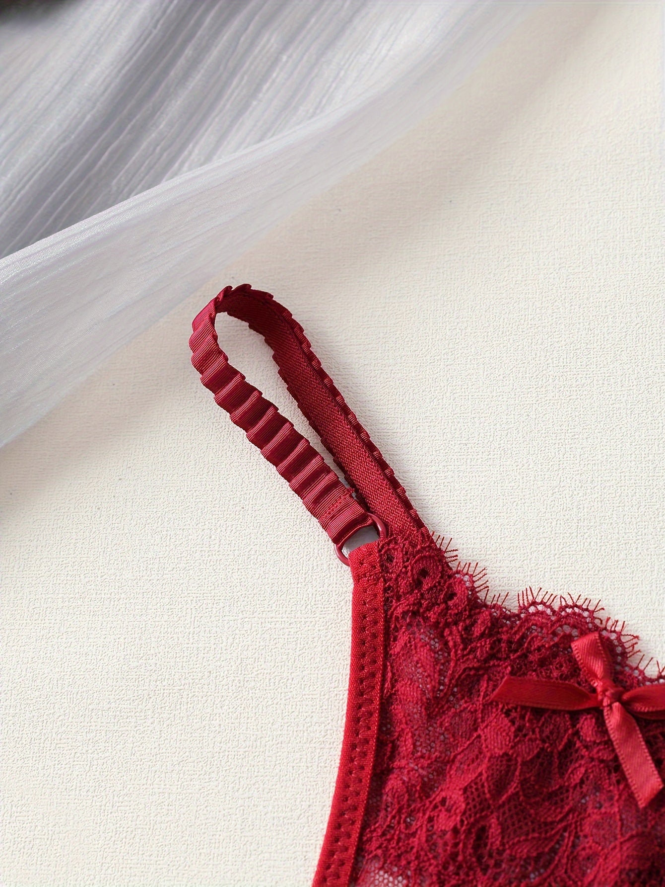 Women's Thong Panties Set 3-Pack in Black White Wine Red Semi-Sheer Knit Fabric