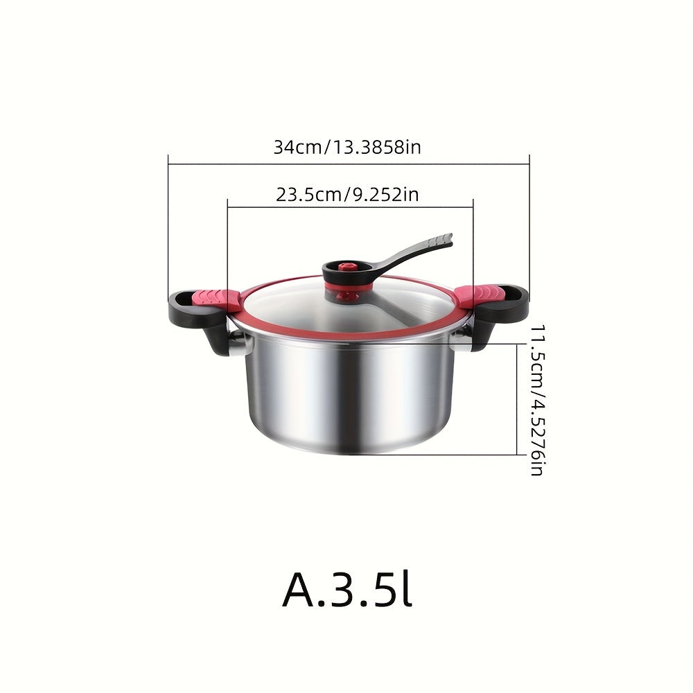 Red Circle Stand Handle Micro Pressure Cooker for Small Kitchen Use