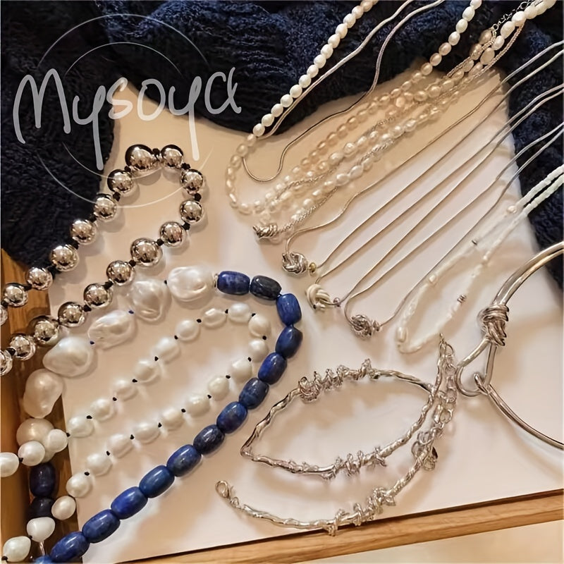 White Gemstone Necklace 6-8mm June Birthstone All-Season Gift Box