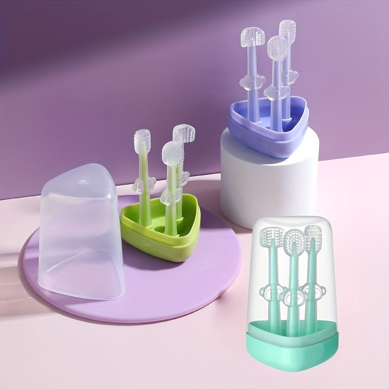 Baby Silicone Toothbrush and Tongue Cleaner with Storage Box