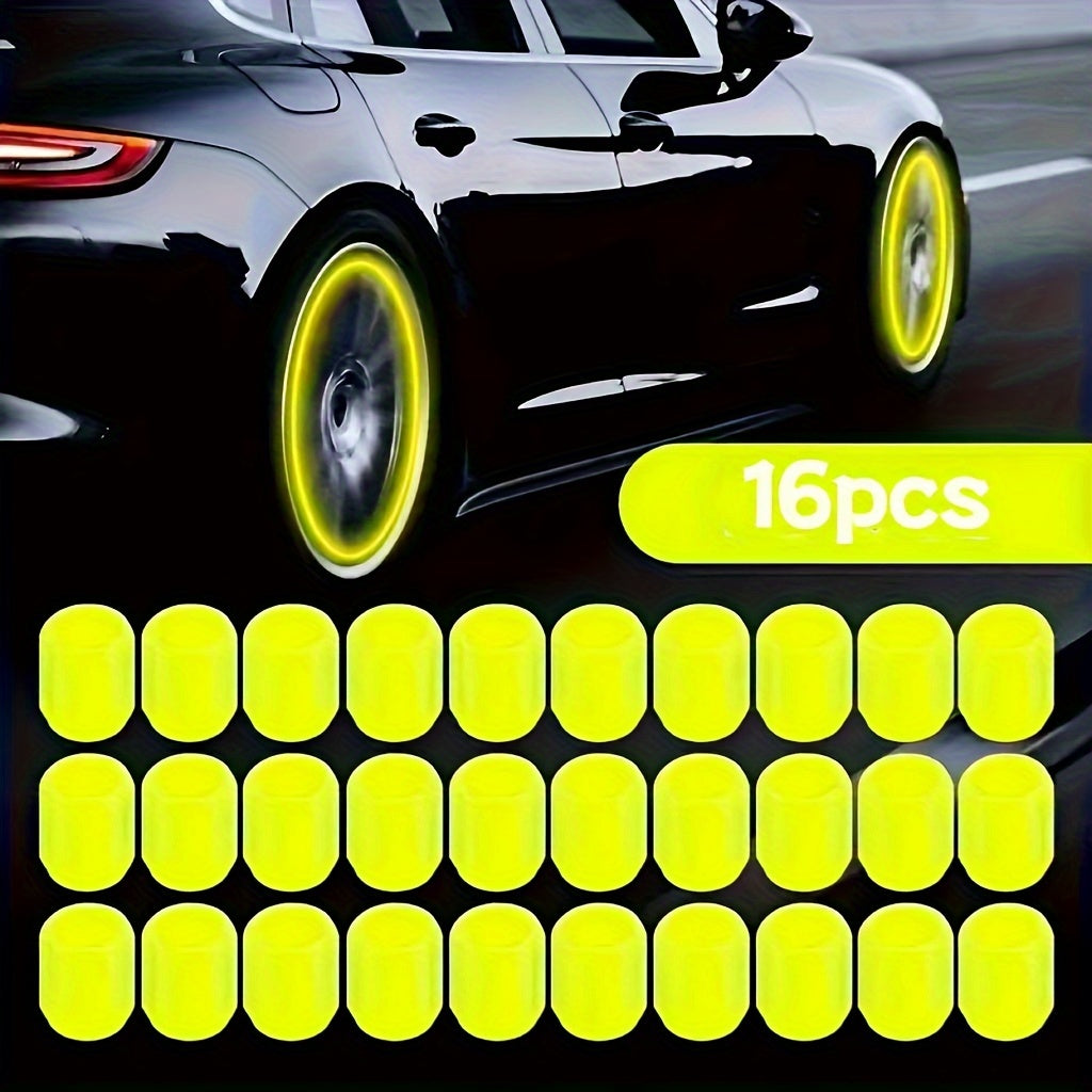 16 Pack Glow in Dark Tire Valve Stem Caps Plastic Multi-Color Car Motorcycle SUV Truck