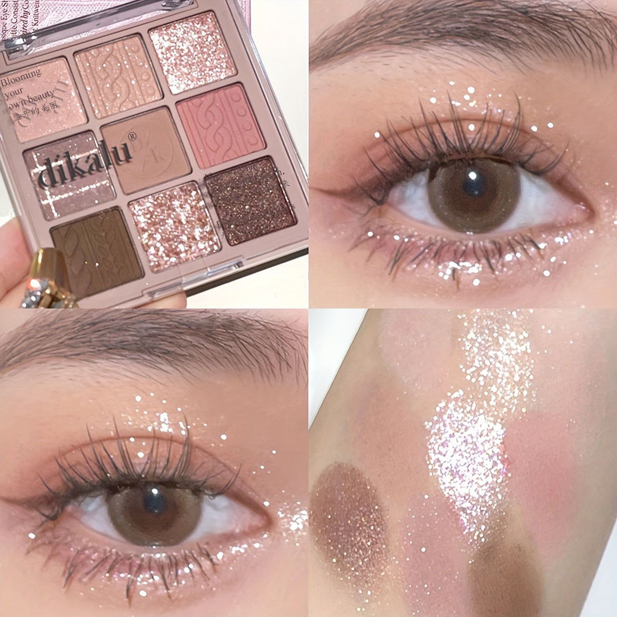 Paleta de sombras de ojos para mujer 9 colores mate glitter a prueba de agua de larga duración