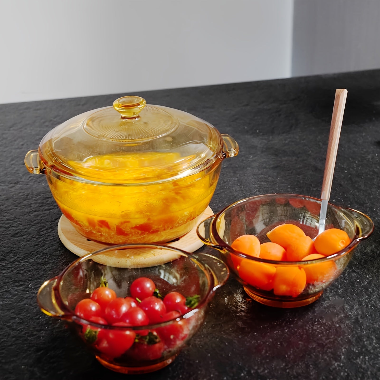 Shisha Qozon To'plami Qopqoq bilan - 1.5L Yuqori Haroratga Bardoshli Sho'rva Qozoni, Qovurma Qozoni, Ikkita Xizmat Qozoni va Isiga Bardoshli Matni o'z ichiga oladi - Naqssiz Dizayn, Sho'rva va Sut Pishirish uchun Mukammal