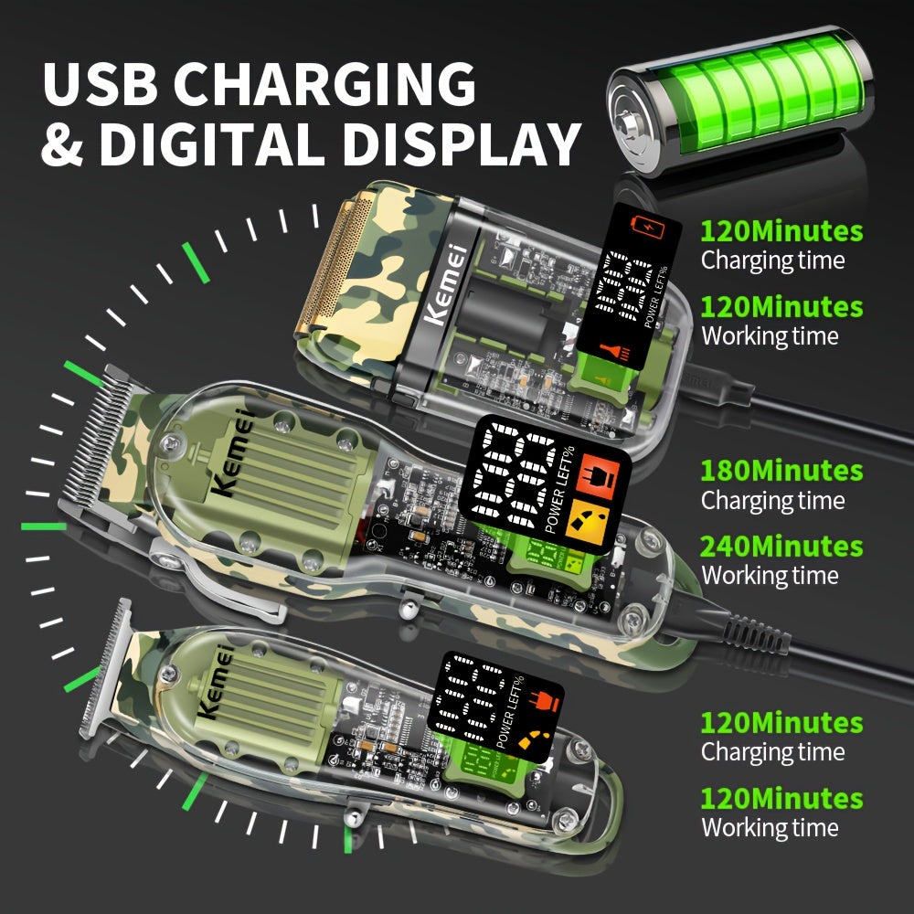 Беспроводной набор для стрижки волос с USB-перезаряжаемым триммером, ножницами и расческой