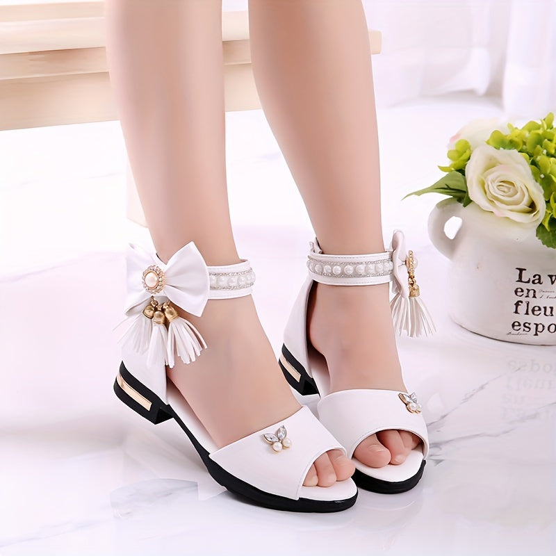 Girls Open Toe Bowknot Sandals Lightweight Breathable for Parties Weddings Holidays