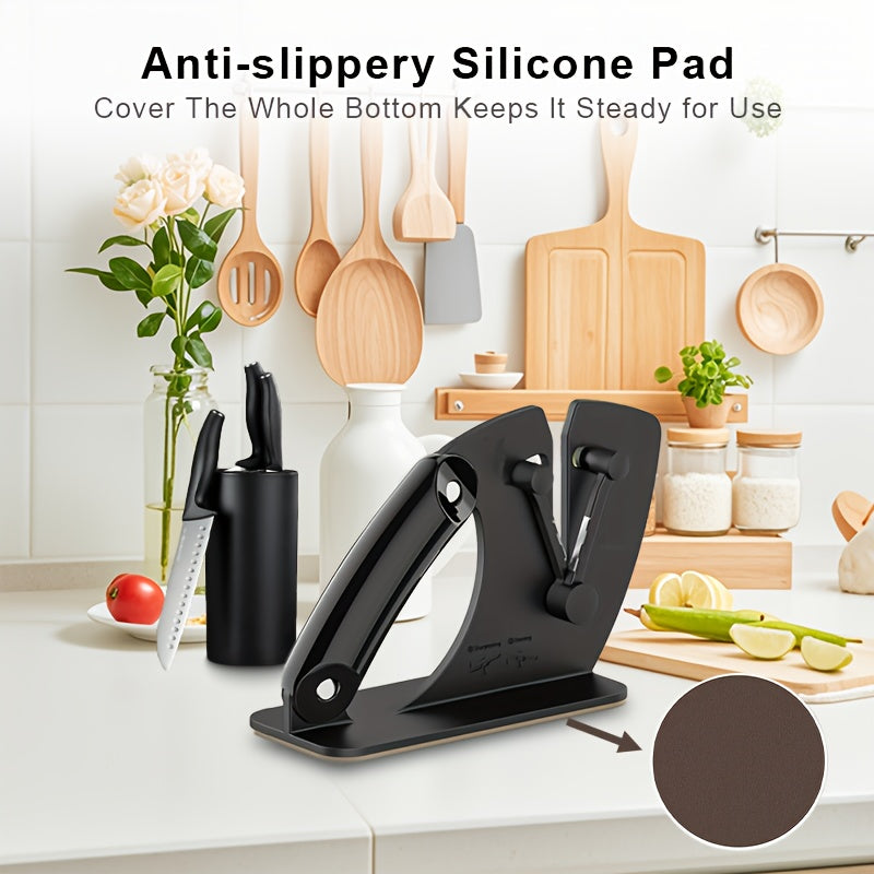 Ergonomic Knife Sharpener Auto-Adjust Tungsten Carbide Non-Slip Grip