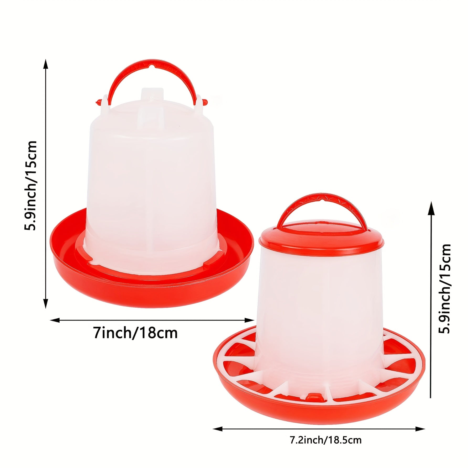2-to'plam plastik qushlar uchun oziqlantiruvchi va ichimliklar to'plami, tovuqlar uchun 453.59g oziq-ovqat, 1.5L suv