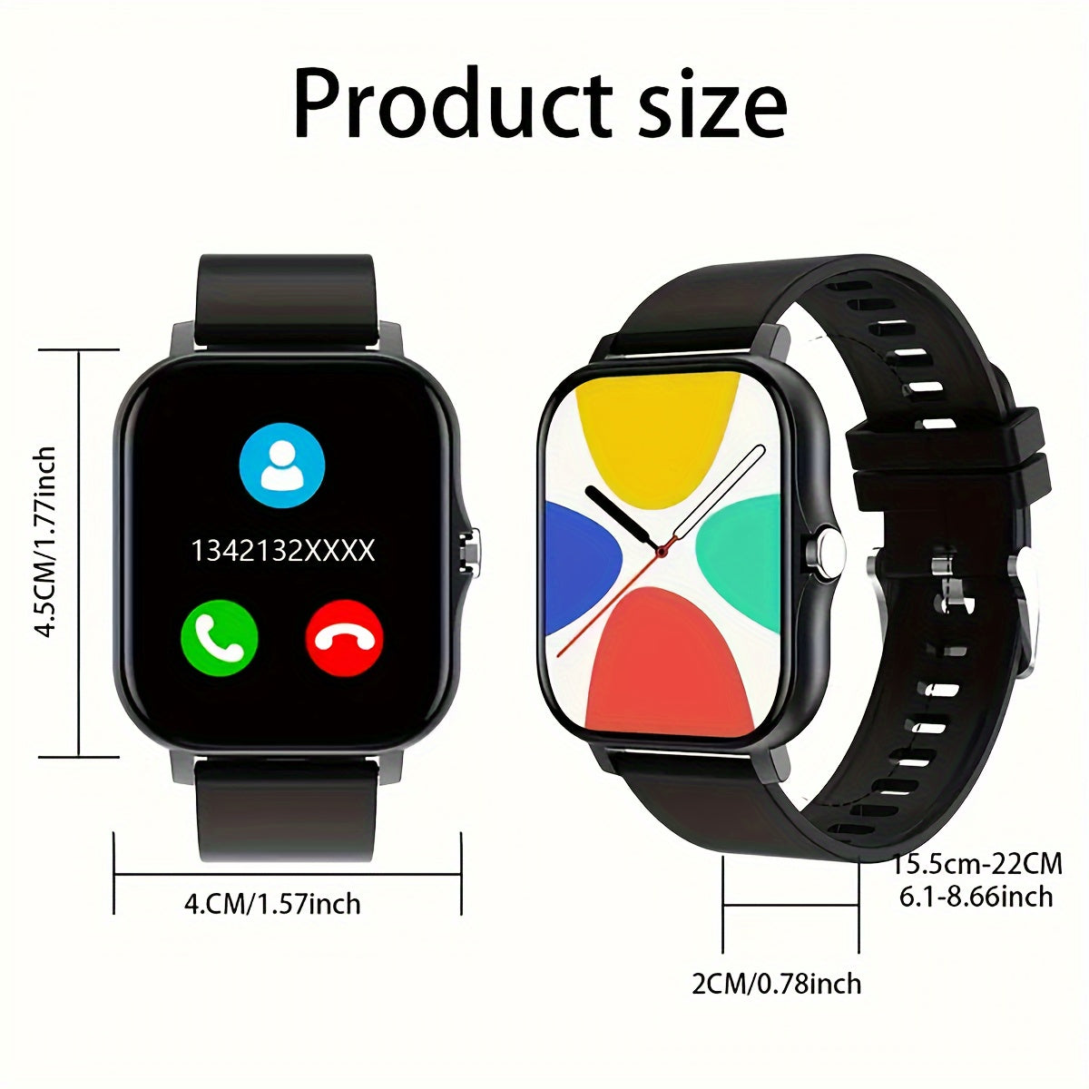 Unisex 1.83-Inch Full Screen Touch Smartwatch with Call and Fitness Tracking