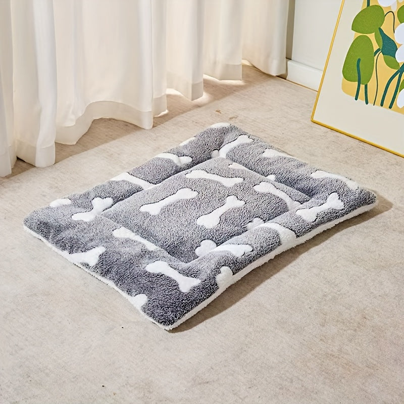 Pet Bed Dual-Side Grey Bone Pattern Machine Washable for Small to Large Dogs