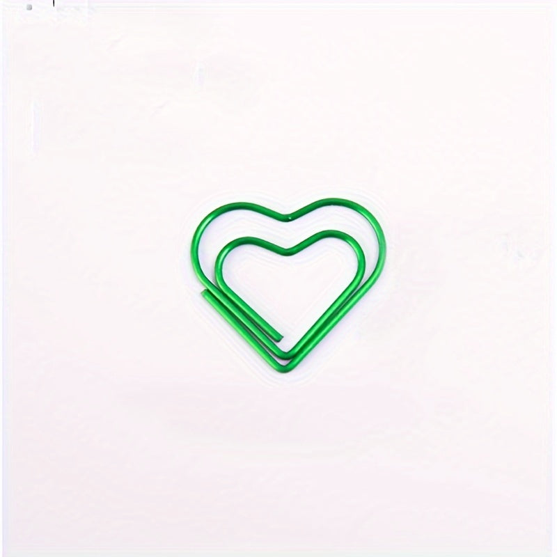 50 Colorful Heart-Shaped Iron Paper Clips for Document Organization