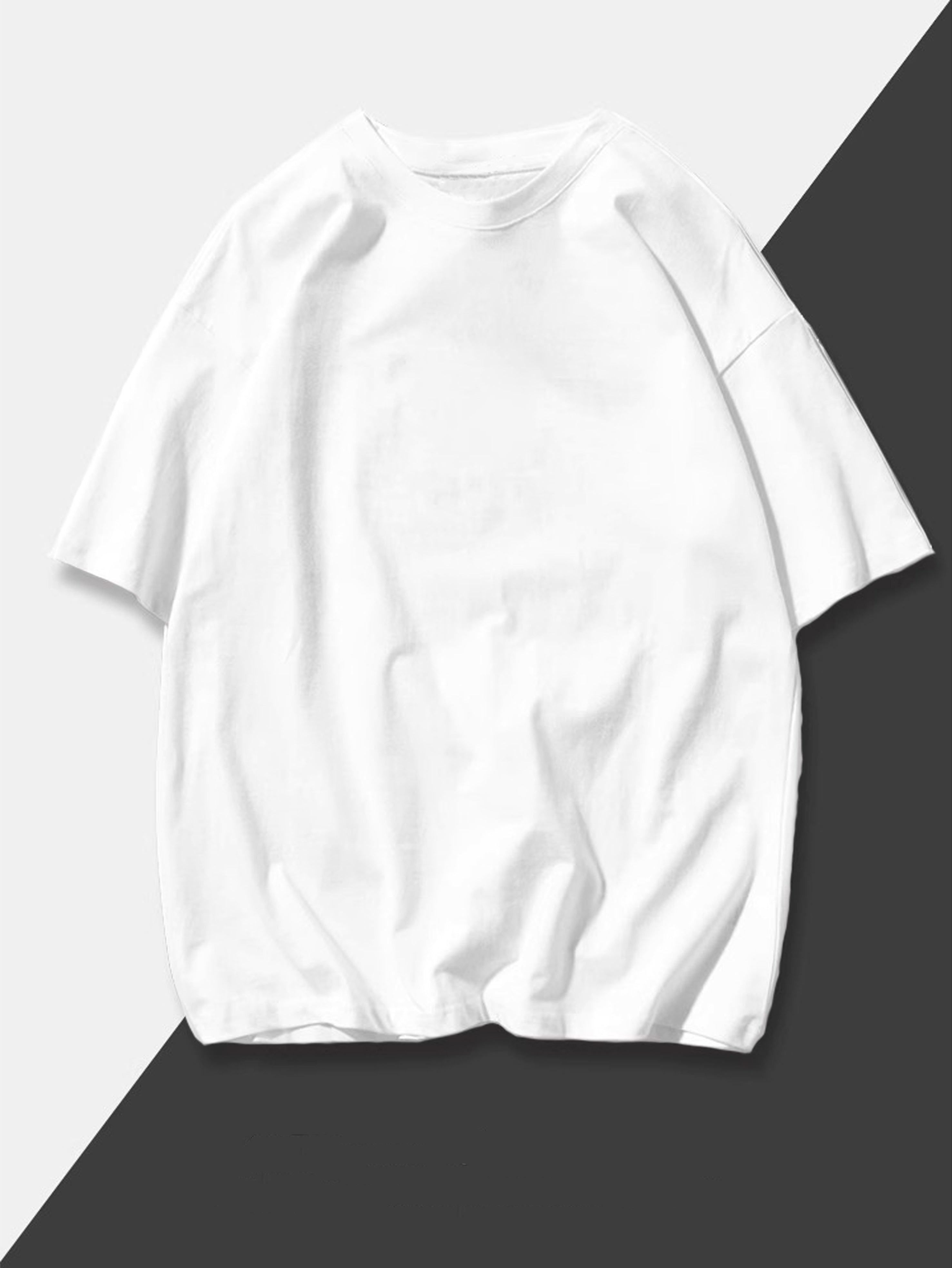 Camiseta de algodón unisex para verano, 260 g, corte holgado, cuello redondo, manga corta, color sólido