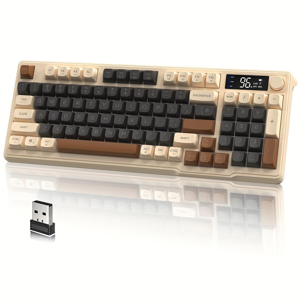 Клавиатура LexonElec M96 Wireless Gaming - Эргономичный механический тактильный, RGB LED подсветка, PBT клавиши, перезаряжаемая батарея 2000mAh, 94-клавишная раскладка для Windows и Mac.
