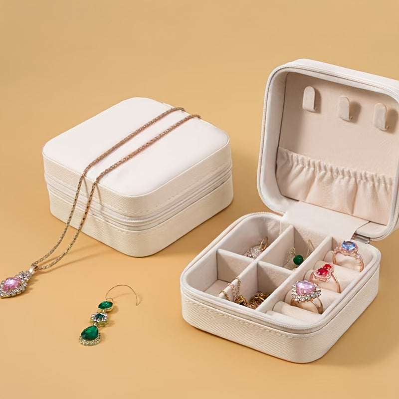 Organizador de joyas de viaje con cierre de cremallera y interior de tela