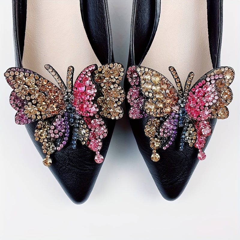 2Pcs Kids Girls Colorful Bow Shoe Clips Detachable Double Layer Accessories