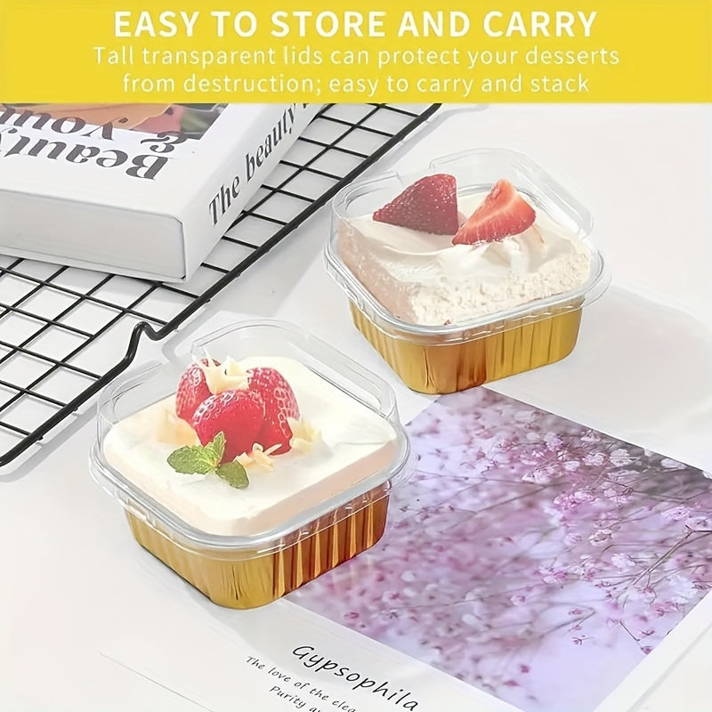 50-Pack 5oz Aluminum Foil Baking Cups with Lids for Cupcakes Muffins Pies