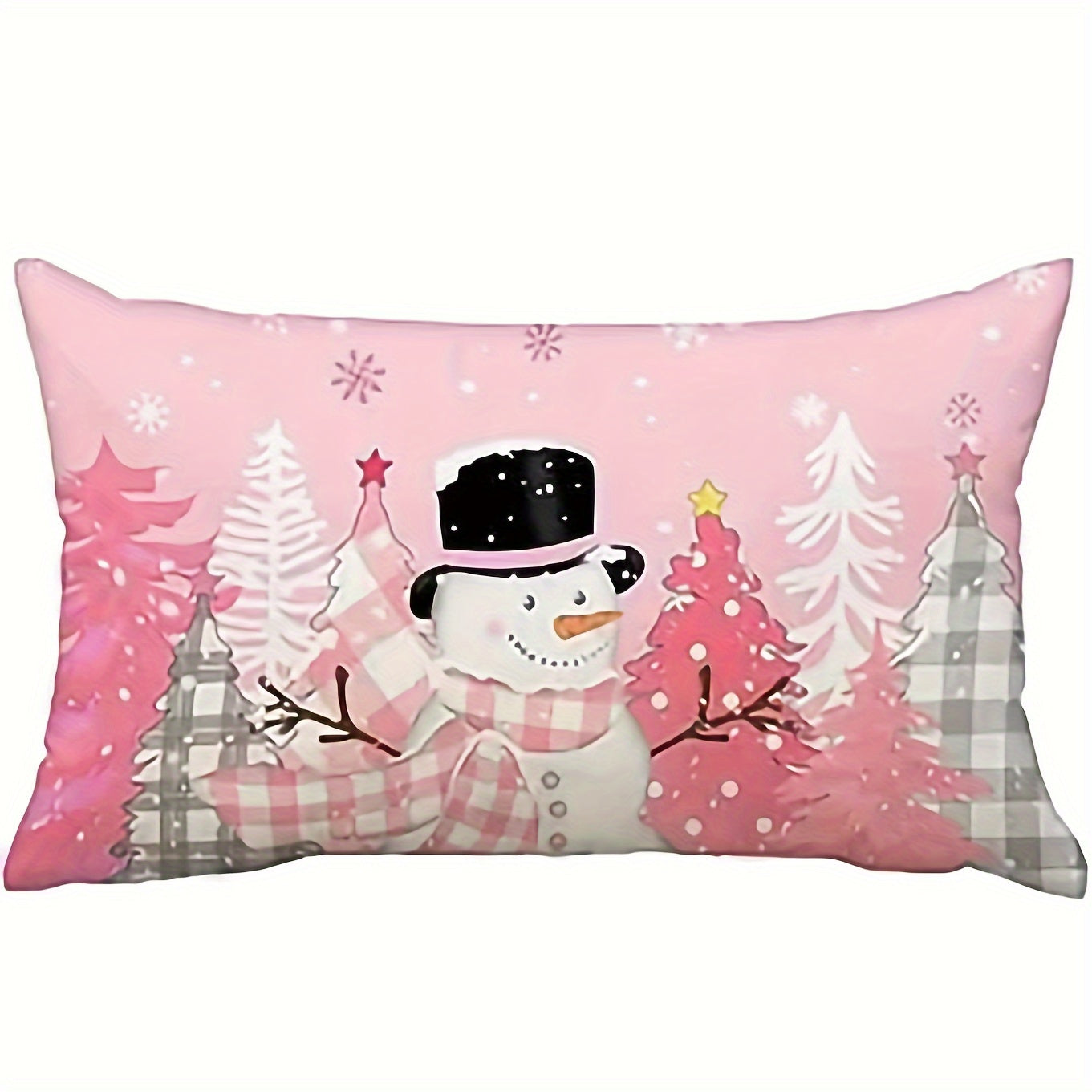 Pink Christmas Pillow Cover 12x20in Modern Woven Polyester Easy to Clean