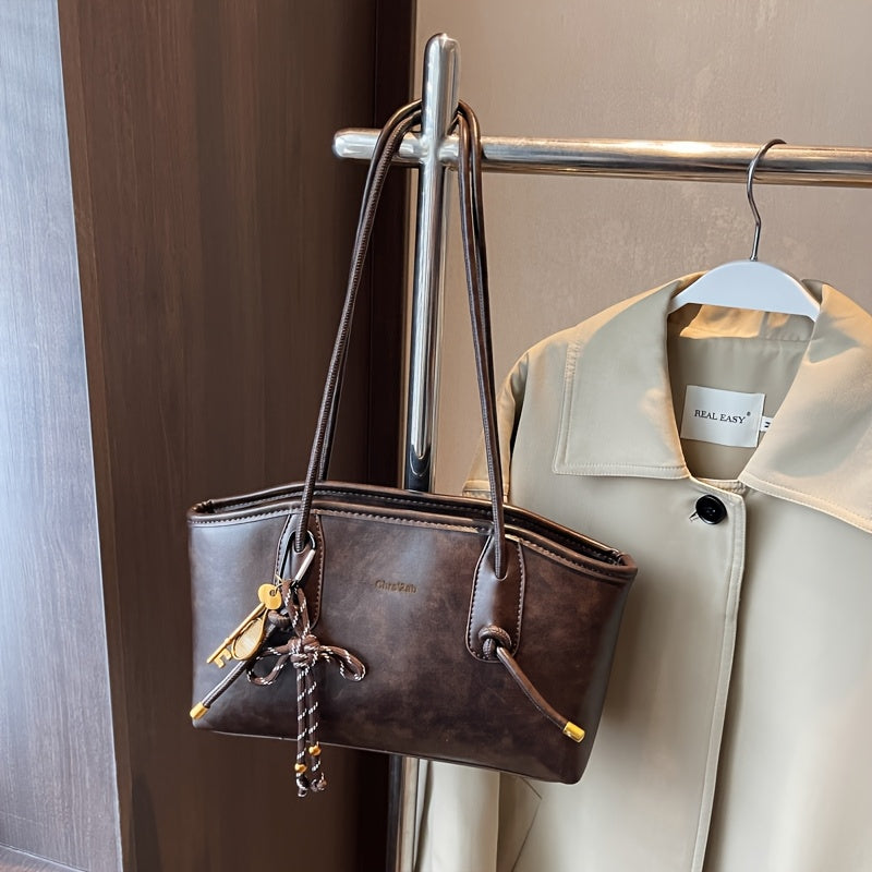 Black Vintage Tote Bag with Removable Strap Zipper Closure Edge Painted