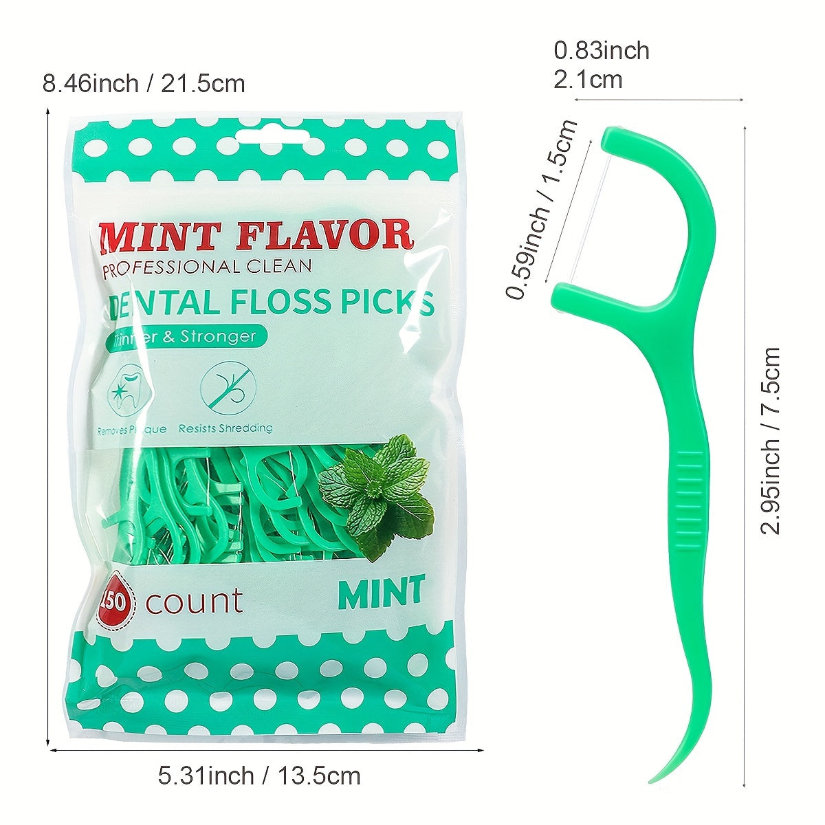 Fresh Mint Dental Floss Picks 300 Pack Deep Clean Portable Alcohol-Free Travel Oral Hygiene