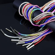 Unisex Rhinestone Shoelaces Solid Color Twist Ribbon DIY Shoe Accessories