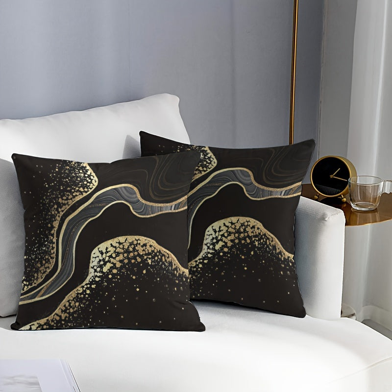 Black and Gold Pillow Covers 44.98 cm Square Durable Washable for Couch Decor