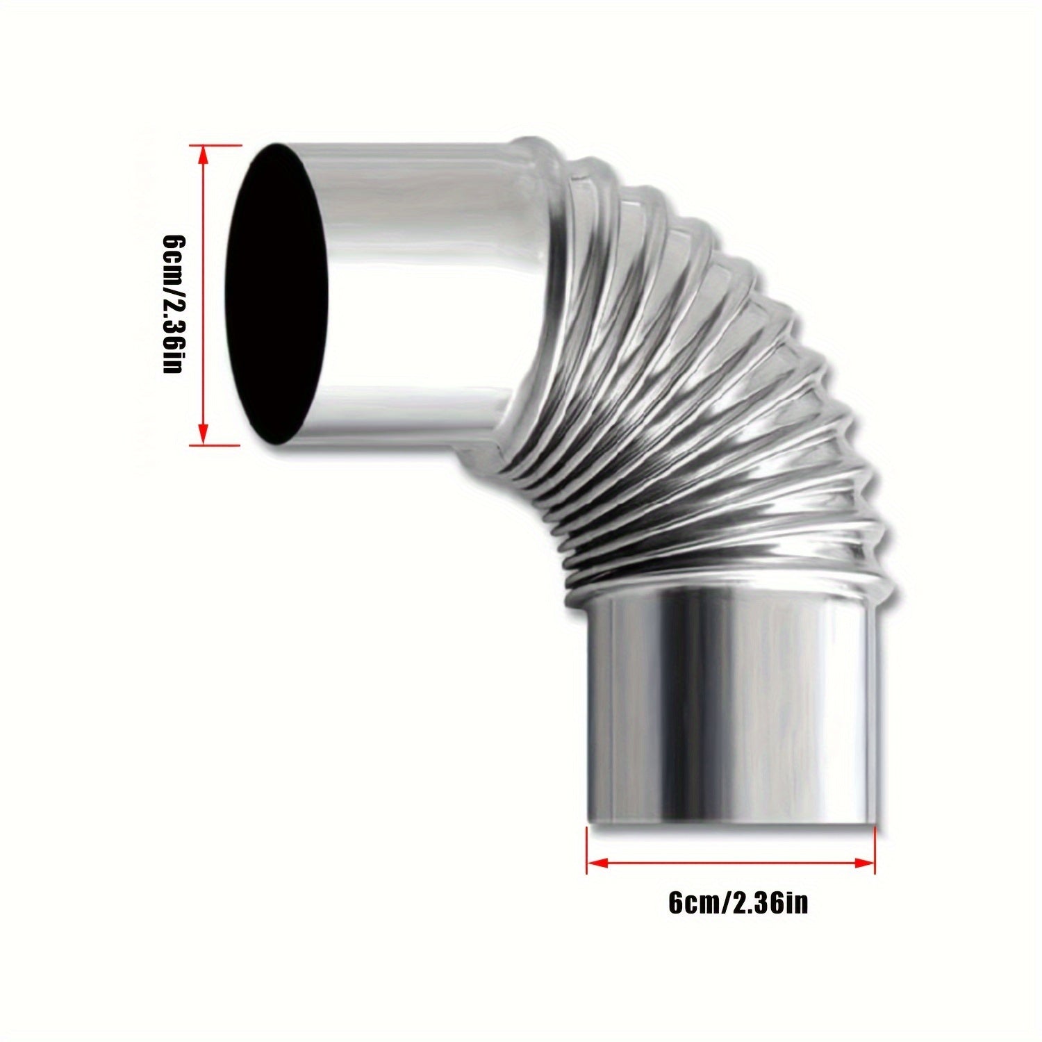 Two 90-Degree Stainless Steel Stove Pipe Bends 2.36 Inches for Camping Tent Stove