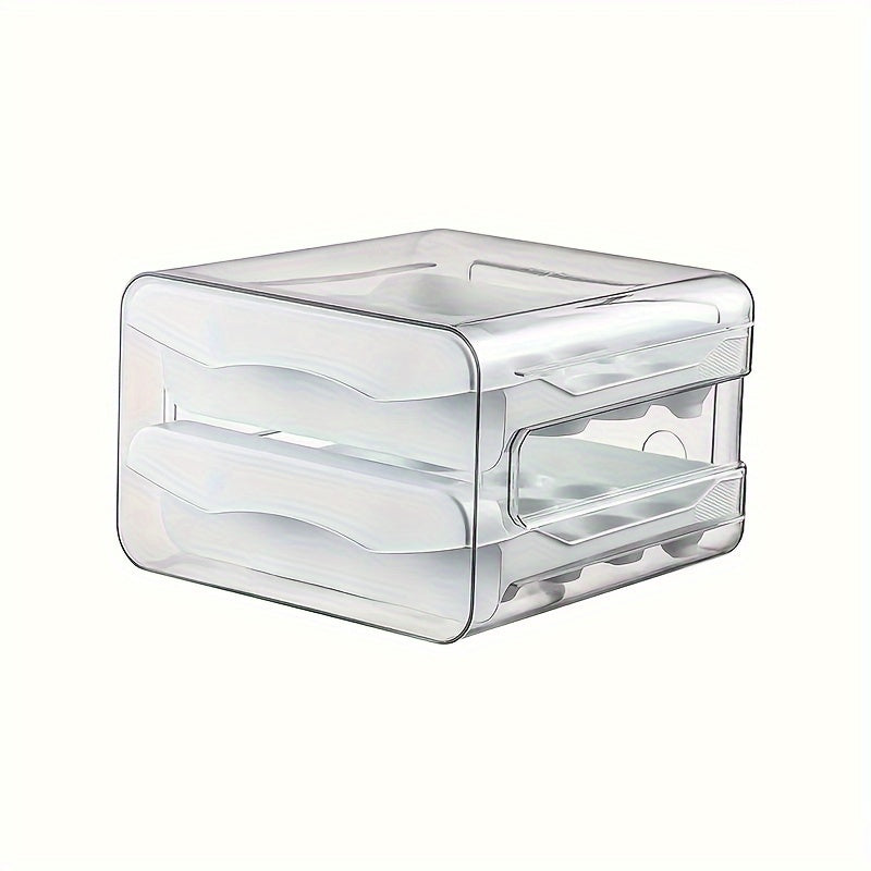 Stackable Egg Storage Box with Dual Drawers, Shockproof, Sealable, 32 Compartments