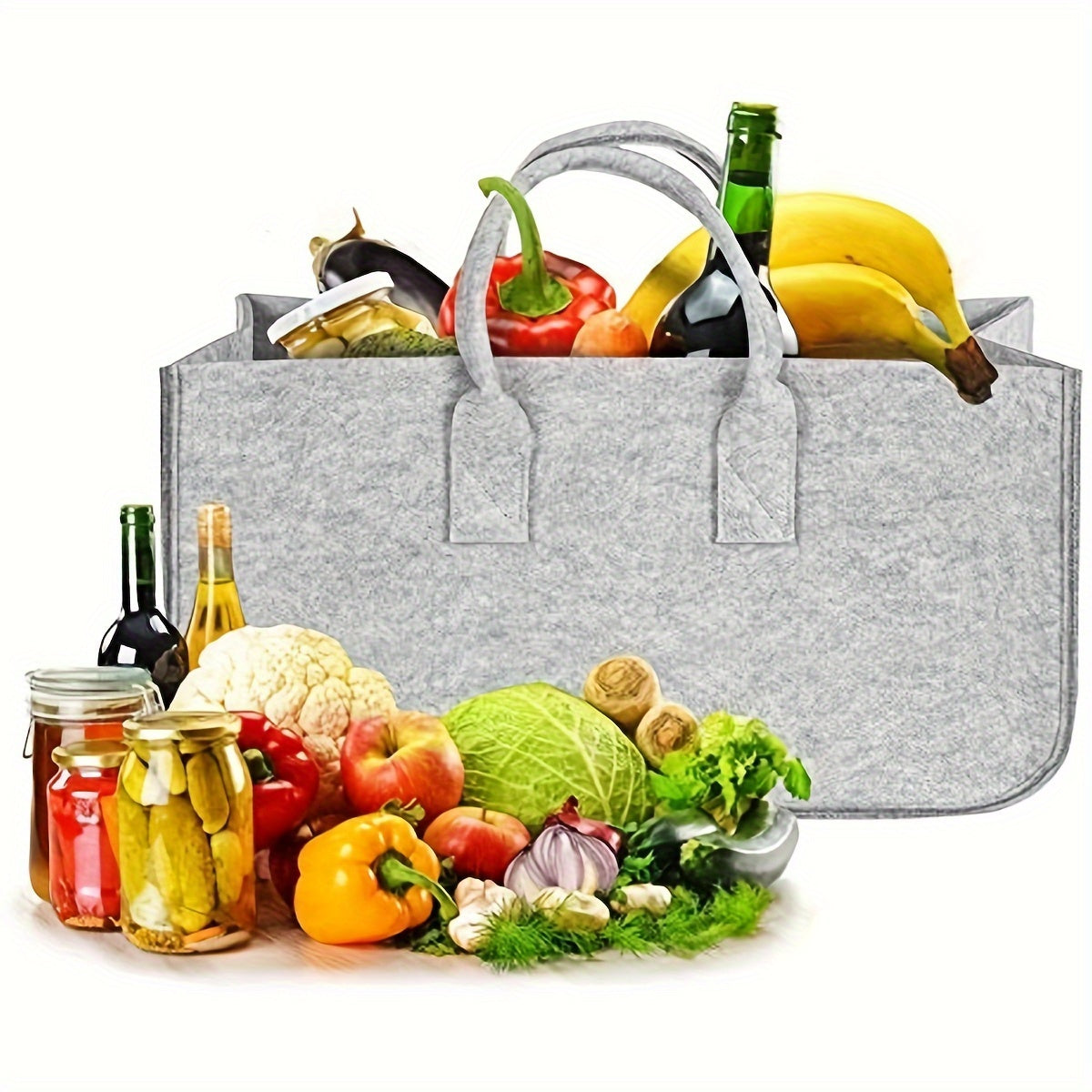 Firewood Tote Bag Sturdy Black Felt Log Carrier for Fireplace Outdoor Storage