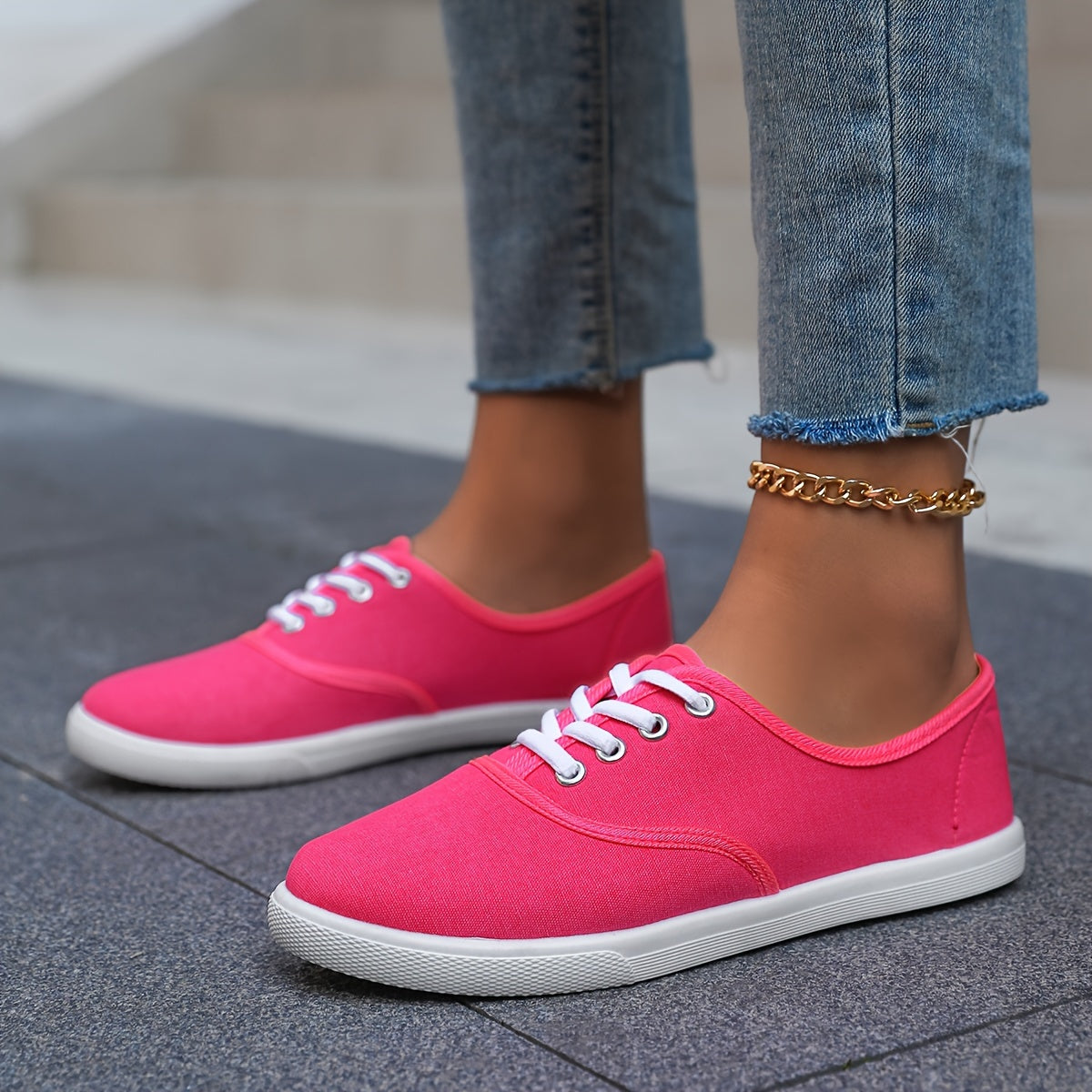 Women's Casual Sports Shoes, Anti-slip Lace-up Soft Sole Flat Bottom