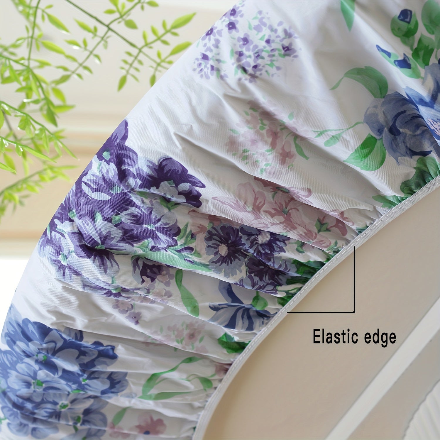 Vinyl Fitted Round Tablecloth with Elastic Edge and Flannel Backing Blue