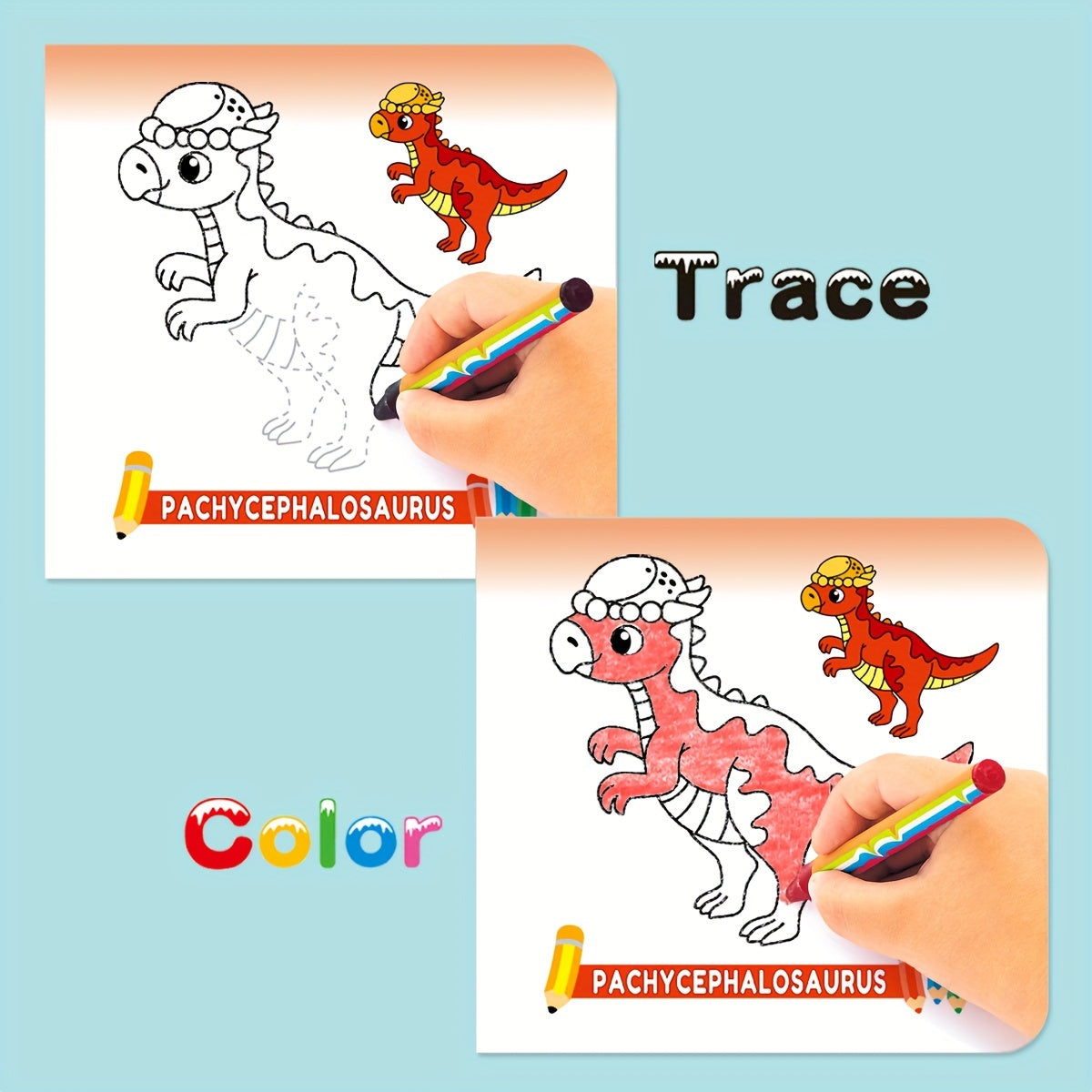 Children's Handwriting Tracking Stick Figure Coloring Book Set of 10 for Kids Ages 4 and Up