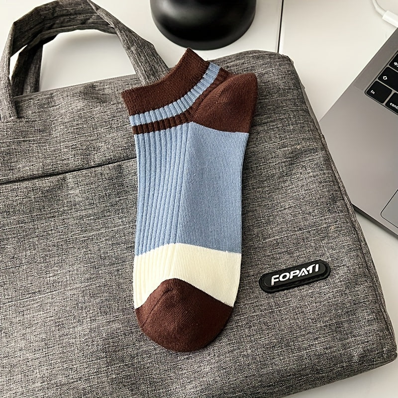 Men's Cotton Low Cut Socks Set of 5 Breathable Odor Control Sweat Absorbing for Spring Summer