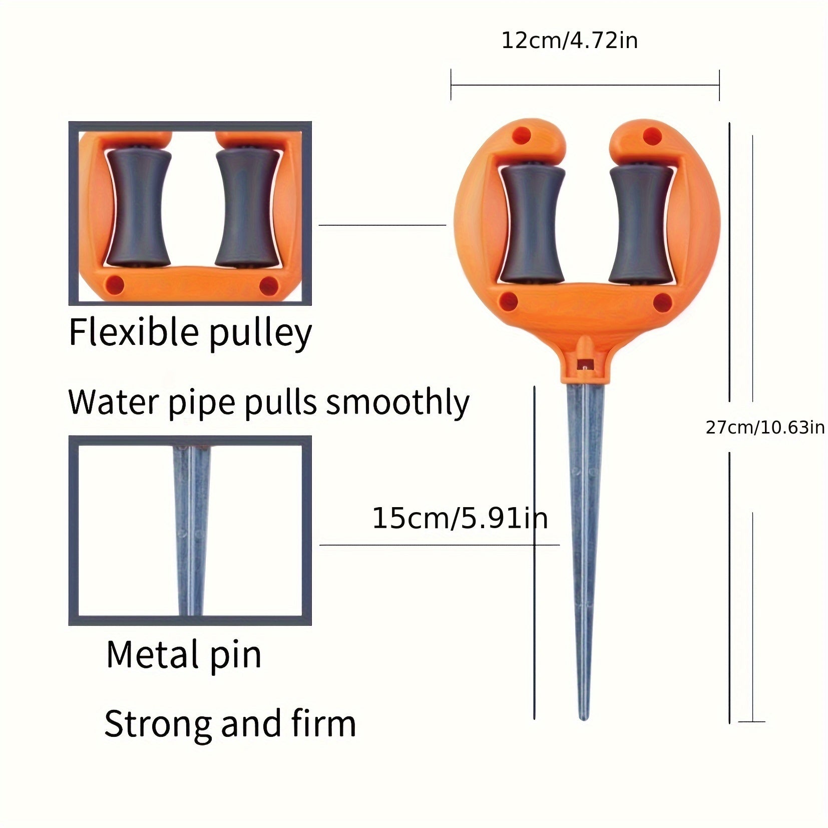 Garden Hose Guide Durable Steel Orange Gray White Outdoor Lawn Car Washing