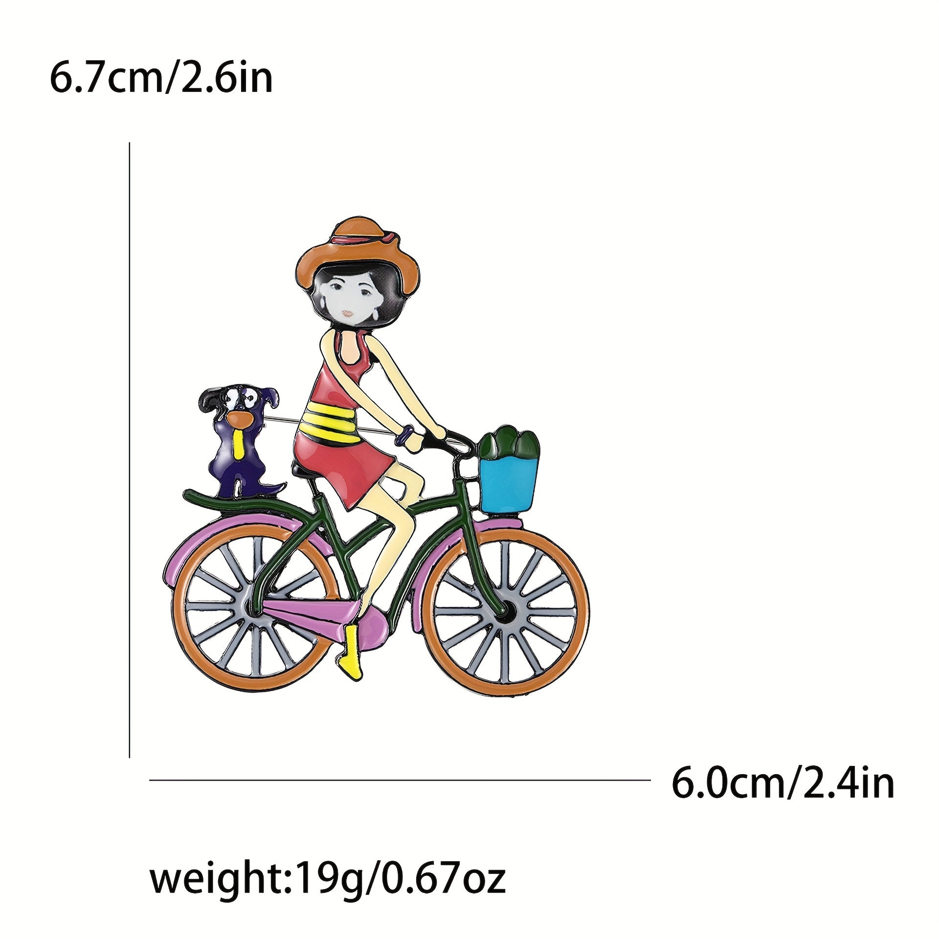 Girl Acrylic Cycling Brooch Pin Quirky Cartoon Fashion Accessory for Clothing Bags