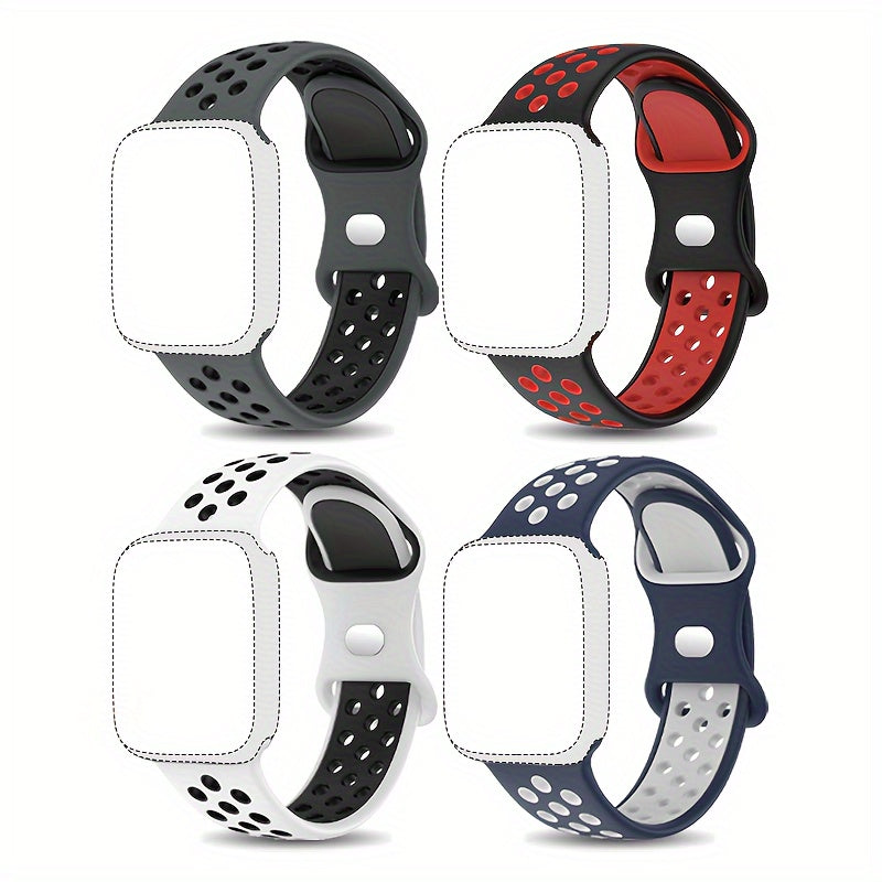 Correa de silicona transpirable para reloj deportivo para Apple Watch 38mm-45mm impermeable, duradera, negra, roja, blanca, azul