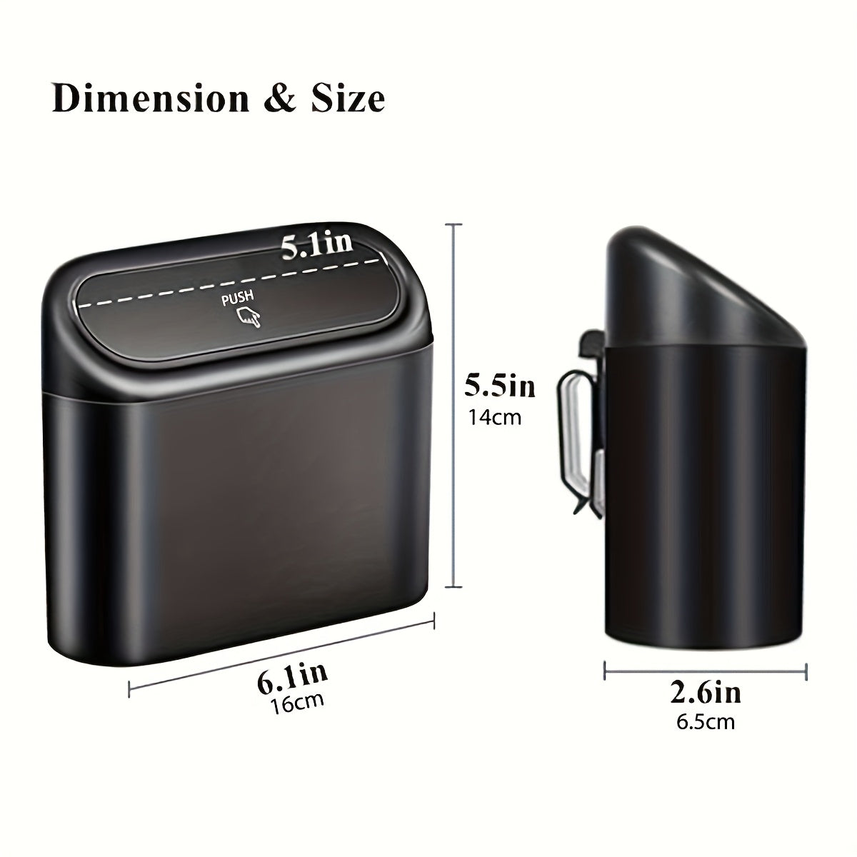 Мини-автомобильный мусорный бак с крышкой, водонепроницаемый, подвесной, черный