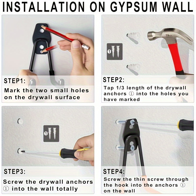 12-Pack Heavy-Duty Steel Garage Hooks for Wall Mounting to Organize Tools and Equipment