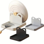 Estante de almacenamiento de plástico para cocina, de uso múltiple, para montar en la pared o en la encimera, soporte para cucharas y cucharones