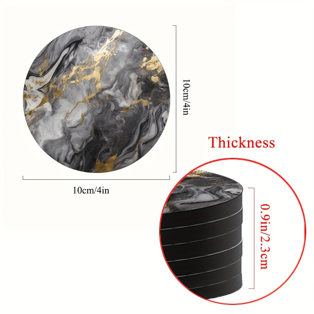 Juego de 6 posavasos de mármol gris con respaldo de goma antideslizante para bebidas y decoración del hogar