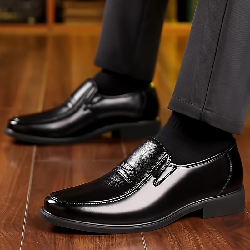 Men's Leather Slip-On Loafers Vintage Minimalist Business Dress Shoes