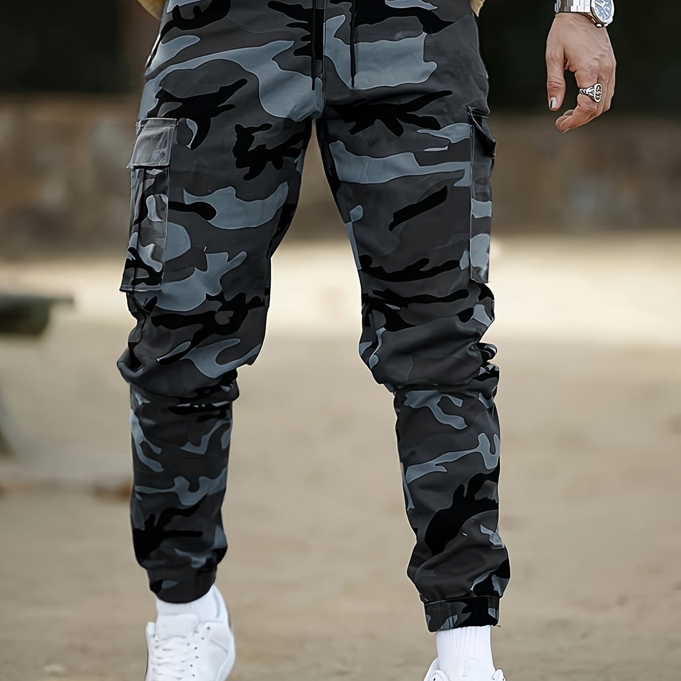 Men's Camouflage Cargo Pants Polyester Casual Outdoor Spring Fall
