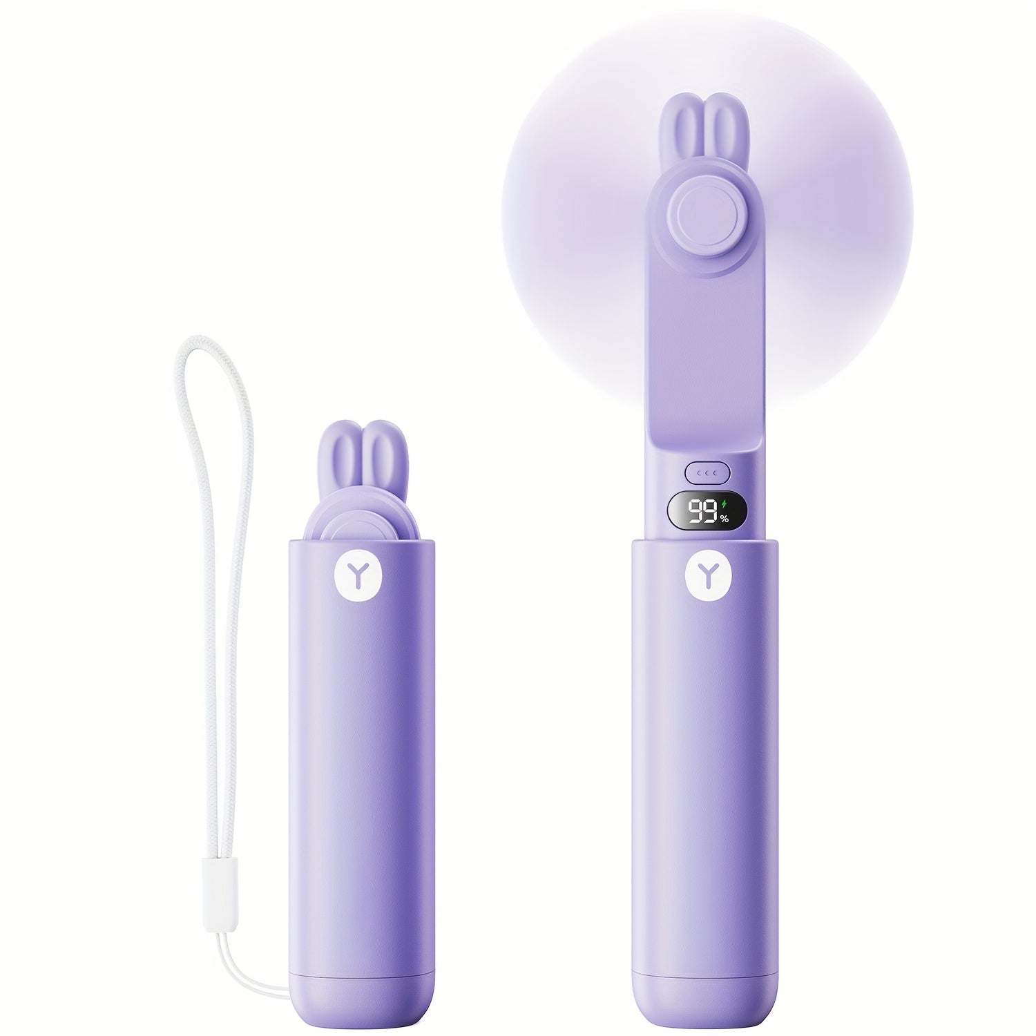 Mini Handheld Fan with LED Display, 2 Speeds, USB Rechargeable, Portable