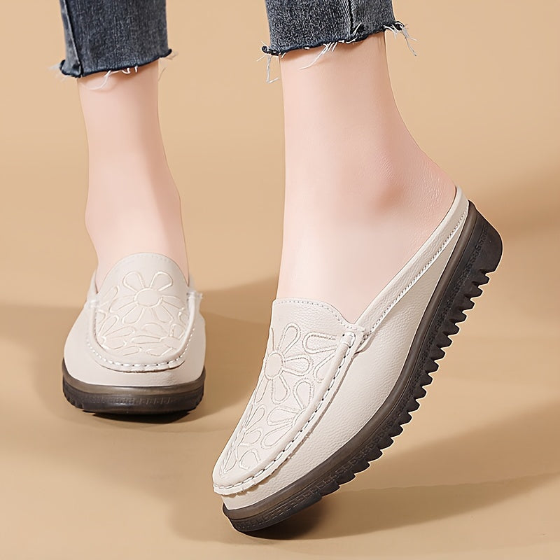 Women's Slip-On Flat Shoes with Flower Pattern Non-Slip Embroidered Casual Lightweight