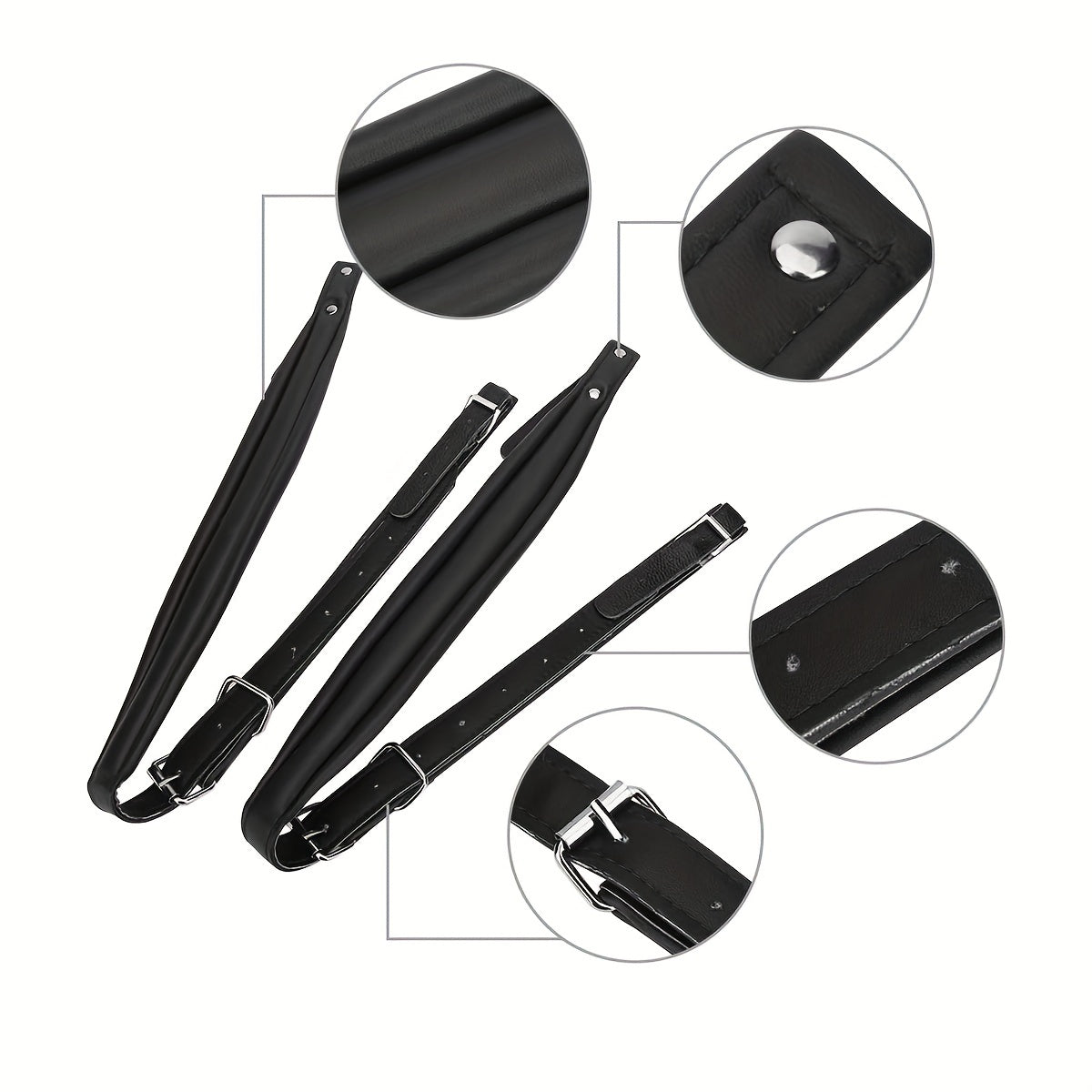 Adjustable Faux Leather Accordion Strap for 16-120 Bass Instruments Black
