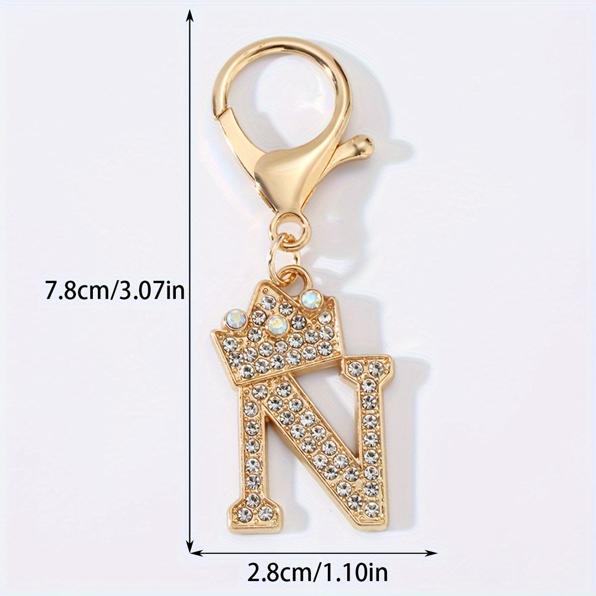 Men's Zinc Alloy Keychain with Artificial Diamond Crown and Letter Charms