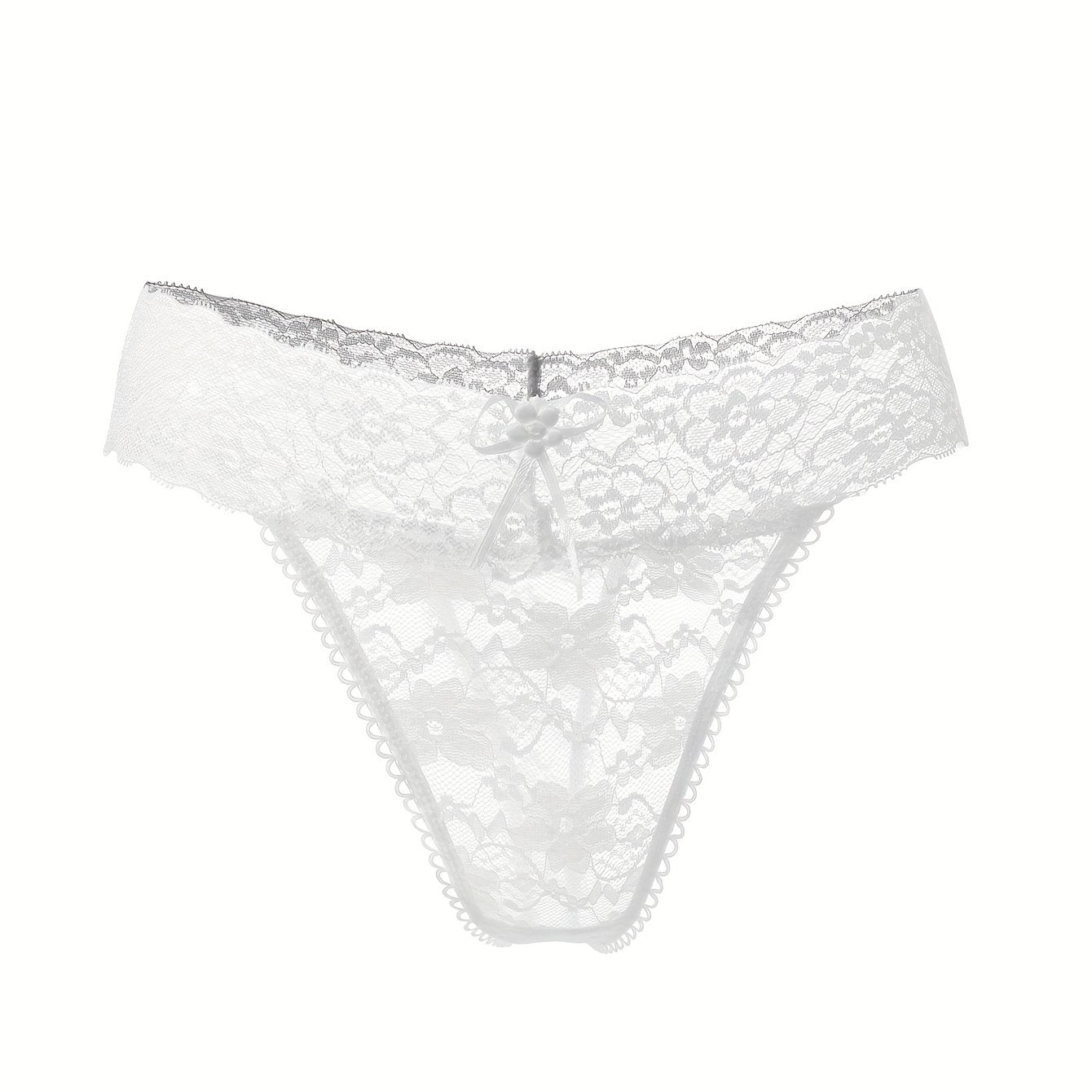 Women's Floral Lace Thong Panties Low-Rise Seamless Nylon Underwear