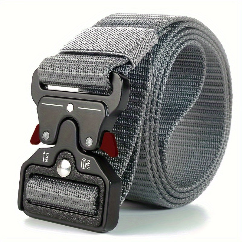 Men's Outdoor Work Belt Black Polyester Fiber Casual Buckle Belt for Pants