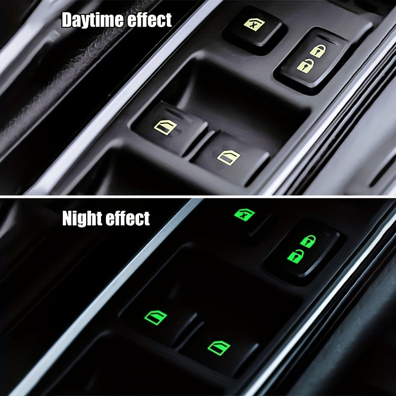 Universal moslik Yorug'likda porlaydigan Avtomobil kaliti tugmasi stikerlari PVC ichki o'rnatish uchun decal to'plami